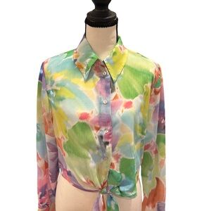 Zara Colorful Tie-Dye Button Down Shirt